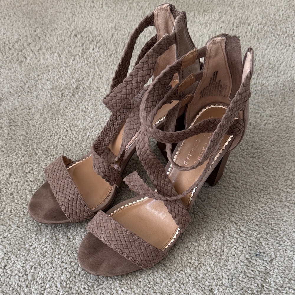 LC Lauren Conrad Brown Braided Heels